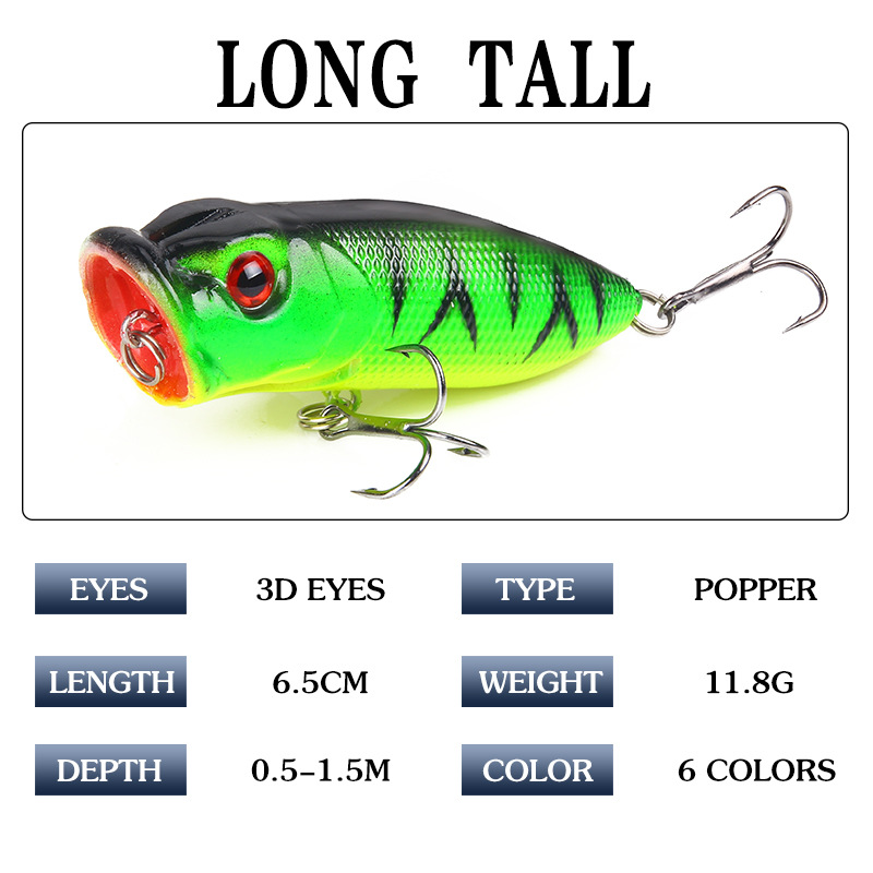 6 uds 6 colores (bolsa de opp) - Fishing Lure Popper reseña y precio
